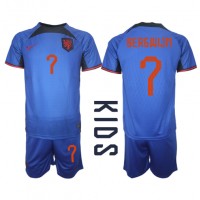 Holland Steven Bergwijn #7 Udebanesæt Børn VM 2022 Kortærmet (+ Korte bukser)